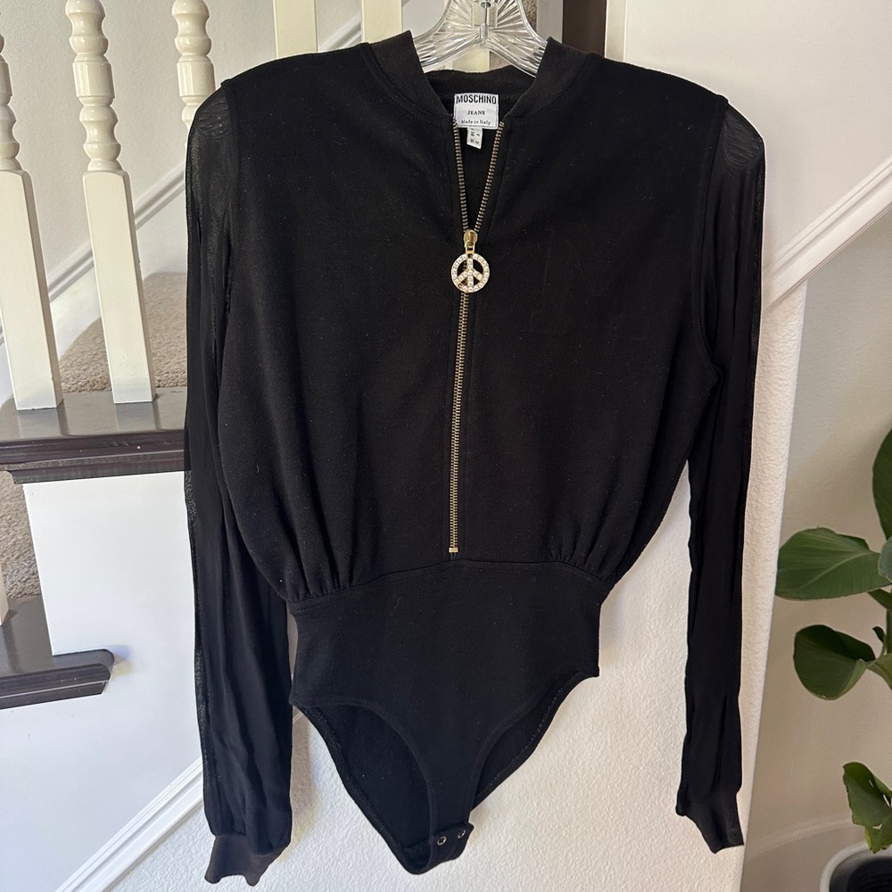 Moschino Black Zippered Bodysuit